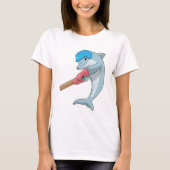 Dolphin auf Cricket mit Cricket-Fledermaus T-Shirt (Vorderseite)