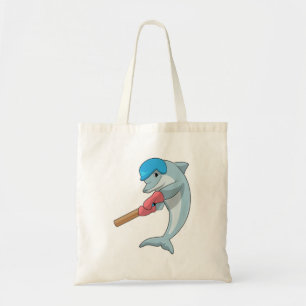Dolphin auf Cricket mit Cricket-Fledermaus Tragetasche