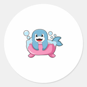 Dolphin auf der Badewanne Runder Aufkleber