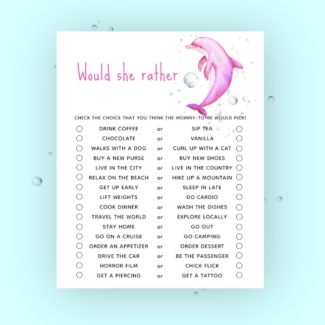 Dolphin Baby Dusche Möchten Sie lieber spielen (Von Creator hochgeladen)