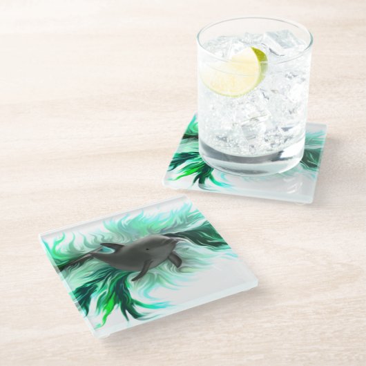 Dolphin Baby Glasuntersetzer (Schrägansicht)