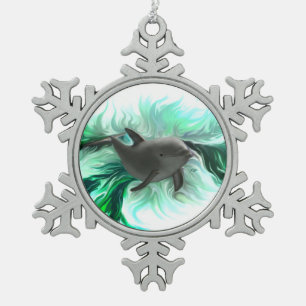 Dolphin Baby Schneeflocken Zinn-Ornament