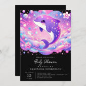 Dolphin-Babydusche Einladung (Vorne/Hinten)