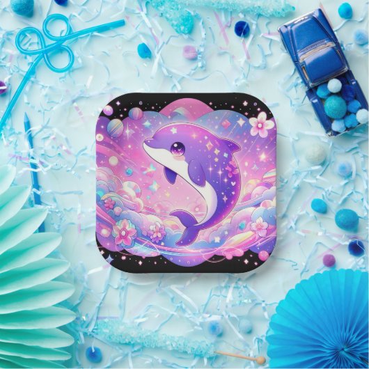 Dolphin-Babydusche Pappteller (Party)