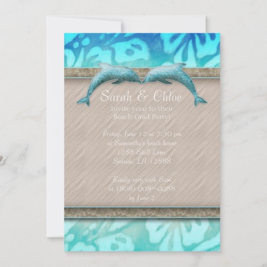 Dolphin Beach Grad Luau Party Ankündigung Foto (Rückseite)