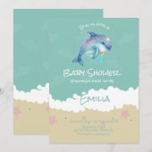 Dolphin Beach Ocean Baby Shower Einladung (Vorne/Hinten)