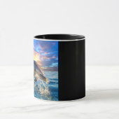 Dolphin Beach Ocean Sunset Action Kaffee Mugs Tasse (Zentrum)