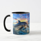 Dolphin Beach Ocean Sunset Action Kaffee Mugs Tasse (Links)