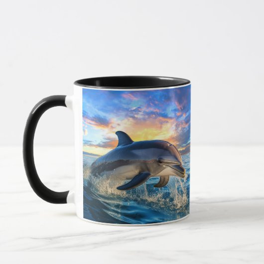 Dolphin Beach Ocean Sunset Action Kaffee Mugs Tasse (Links)