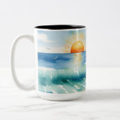 Dolphin Beach Scene Zweifarbige Tasse (Links)