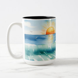 Dolphin Beach Scene Zweifarbige Tasse