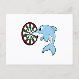 Dolphin bei Dartboard Postkarte