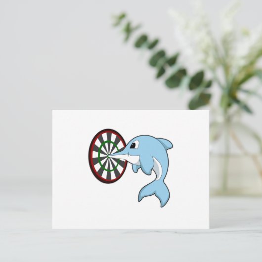 Dolphin bei Dartboard Postkarte (Stehend Vorderseite)
