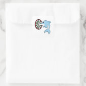 Dolphin bei Dartboard Quadratischer Aufkleber (Tasche)