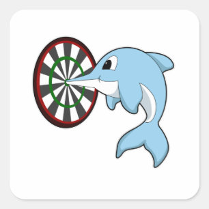 Dolphin bei Dartboard Quadratischer Aufkleber