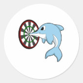 Dolphin bei Dartboard Runder Aufkleber (Vorderseite)