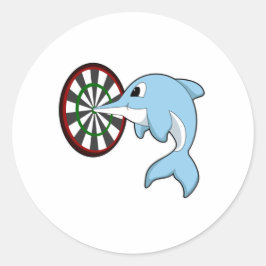 Dolphin bei Dartboard Runder Aufkleber
