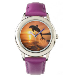 Dolphin bei Golden Sunset Armbanduhr