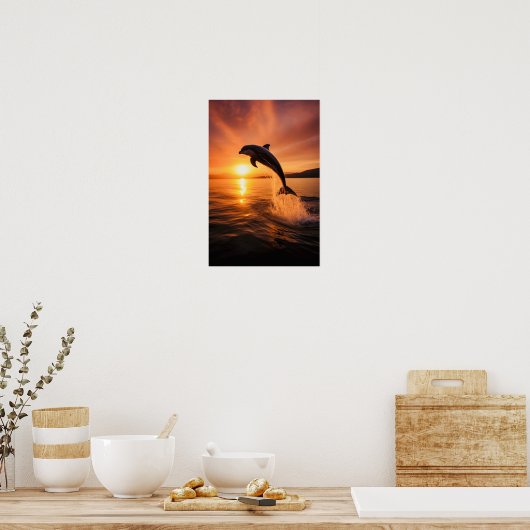Dolphin bei Golden Sunset Poster (Küche)