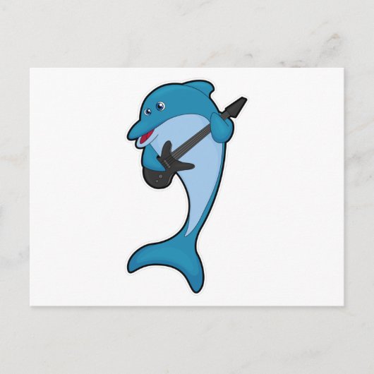 Dolphin bei Musik mit Gitarre Postkarte (Vorderseite)