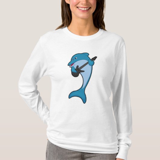 Dolphin bei Musik mit Gitarre T-Shirt (Vorderseite)