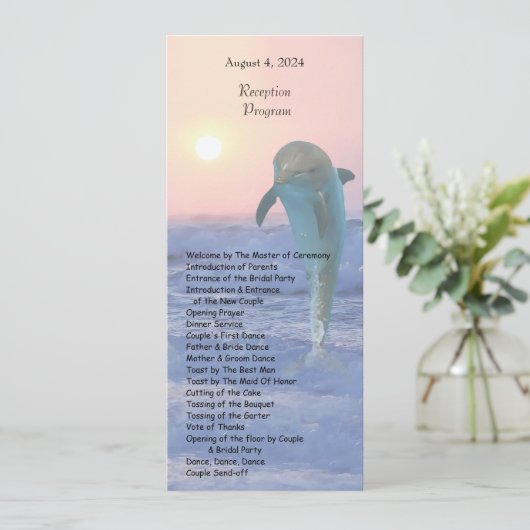 Dolphin bei Sonnenaufgang Hochzeitsprogramm für de Programm (Stehend Vorderseite)