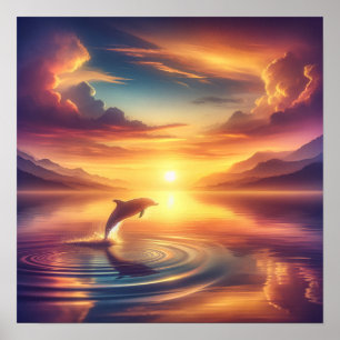 Dolphin bei Sonnenuntergang - Kunstdrucken im puls Poster