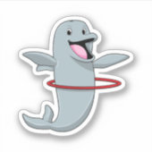 Dolphin beim Ausdauertraining mit Reifen der Fitne Aufkleber (Vorderseite)