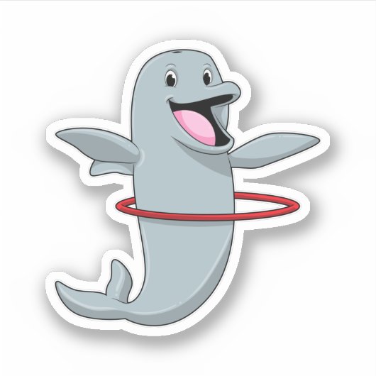 Dolphin beim Ausdauertraining mit Reifen der Fitne Aufkleber (Vorderseite)