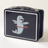 Dolphin beim Ausdauertraining mit Reifen der Fitne Metall Brotdose (Vorderseite)