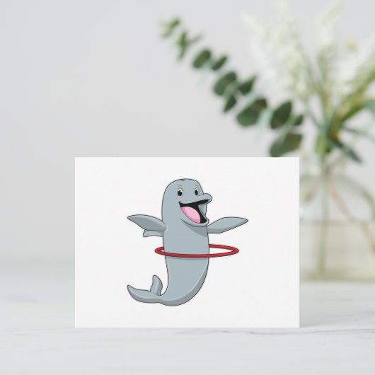 Dolphin beim Ausdauertraining mit Reifen der Fitne Postkarte (Stehend Vorderseite)