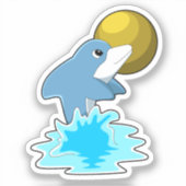 Dolphin beim Baden mit dem Mond Aufkleber (Vorderseite)