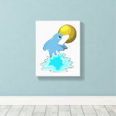 Dolphin beim Baden mit dem Mond Leinwanddruck (Insitu (Holzboden))