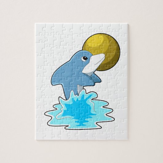 Dolphin beim Baden mit dem Mond Puzzle (Vertikal)