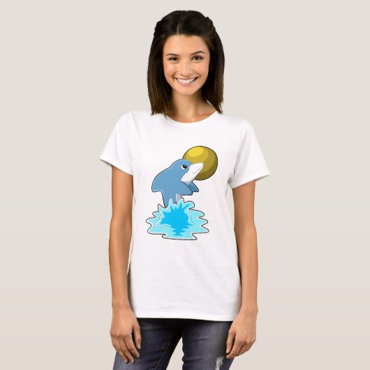 Dolphin beim Baden mit dem Mond T-Shirt (Vorne ganz)