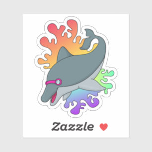 Dolphin beim Baden mit Schwimmbrille Aufkleber