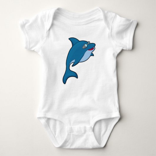 Dolphin beim Baden mit Schwimmbrille Baby Strampler (Vorderseite)