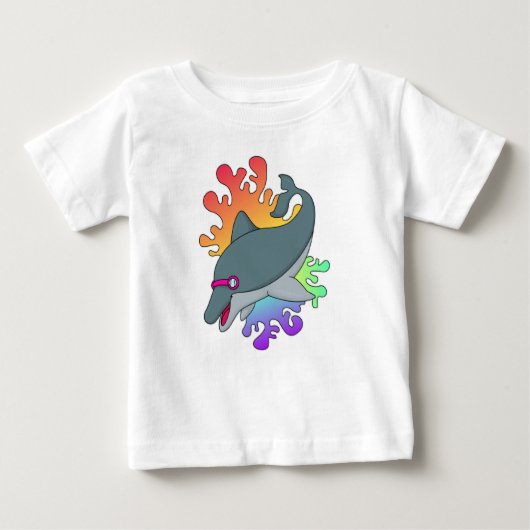 Dolphin beim Baden mit Schwimmbrille Baby T-shirt (Vorderseite)