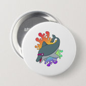 Dolphin beim Baden mit Schwimmbrille Button (Vorne & Hinten)