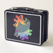 Dolphin beim Baden mit Schwimmbrille Metall Brotdose (Rückseite)