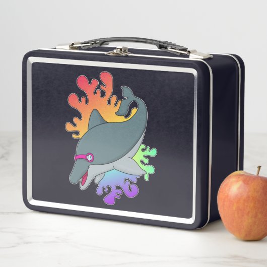 Dolphin beim Baden mit Schwimmbrille Metall Brotdose (Beispiel)