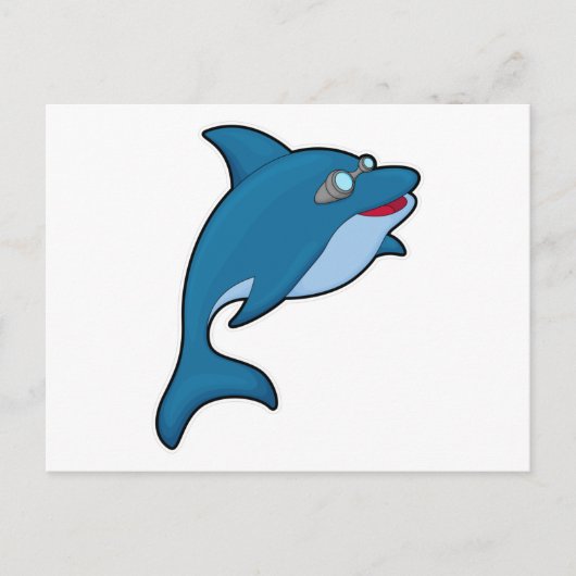 Dolphin beim Baden mit Schwimmbrille Postkarte (Vorderseite)