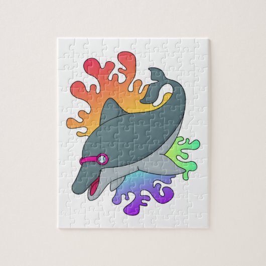 Dolphin beim Baden mit Schwimmbrille Puzzle (Vertikal)