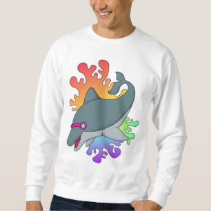 Dolphin beim Baden mit Schwimmbrille Sweatshirt