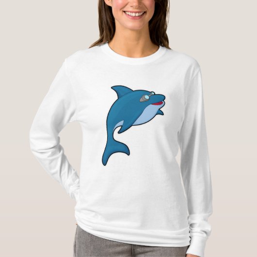 Dolphin beim Baden mit Schwimmbrille T-Shirt (Vorderseite)
