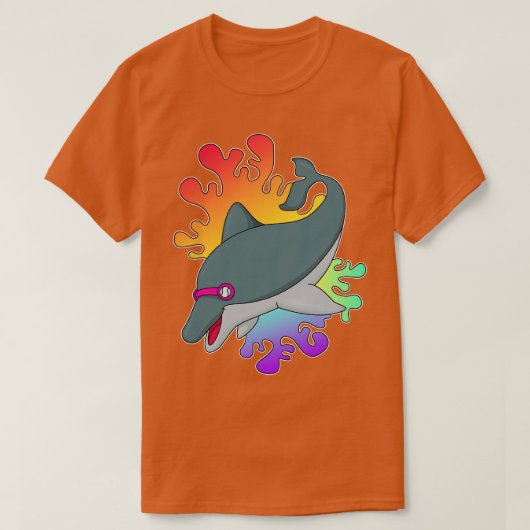 Dolphin beim Baden mit Schwimmbrille T-Shirt (Design vorne)