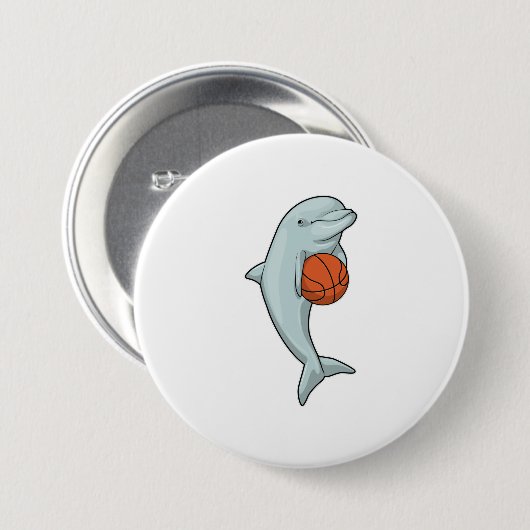 Dolphin beim Basketball-Sport Button (Vorne & Hinten)
