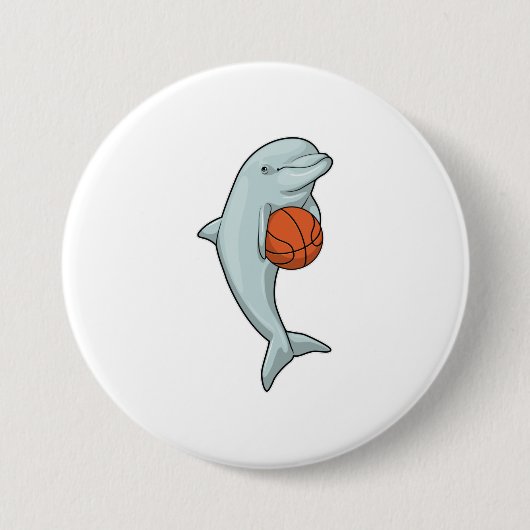 Dolphin beim Basketball-Sport Button (Vorderseite)