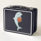 Dolphin beim Basketball-Sport Metall Brotdose (Rückseite)