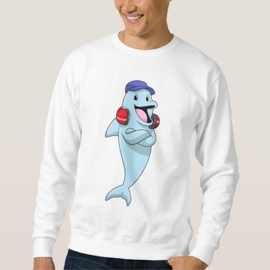Dolphin beim Hören von Musik Sweatshirt (Vorderseite)